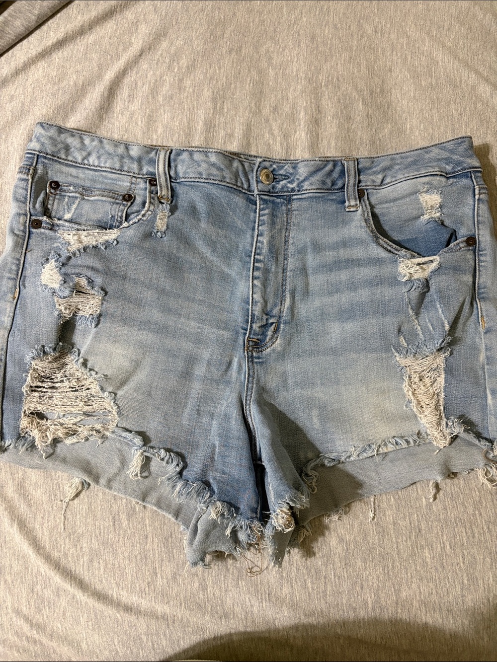 American Eagle Outfitters Light Blue Distressed Denim Shorts